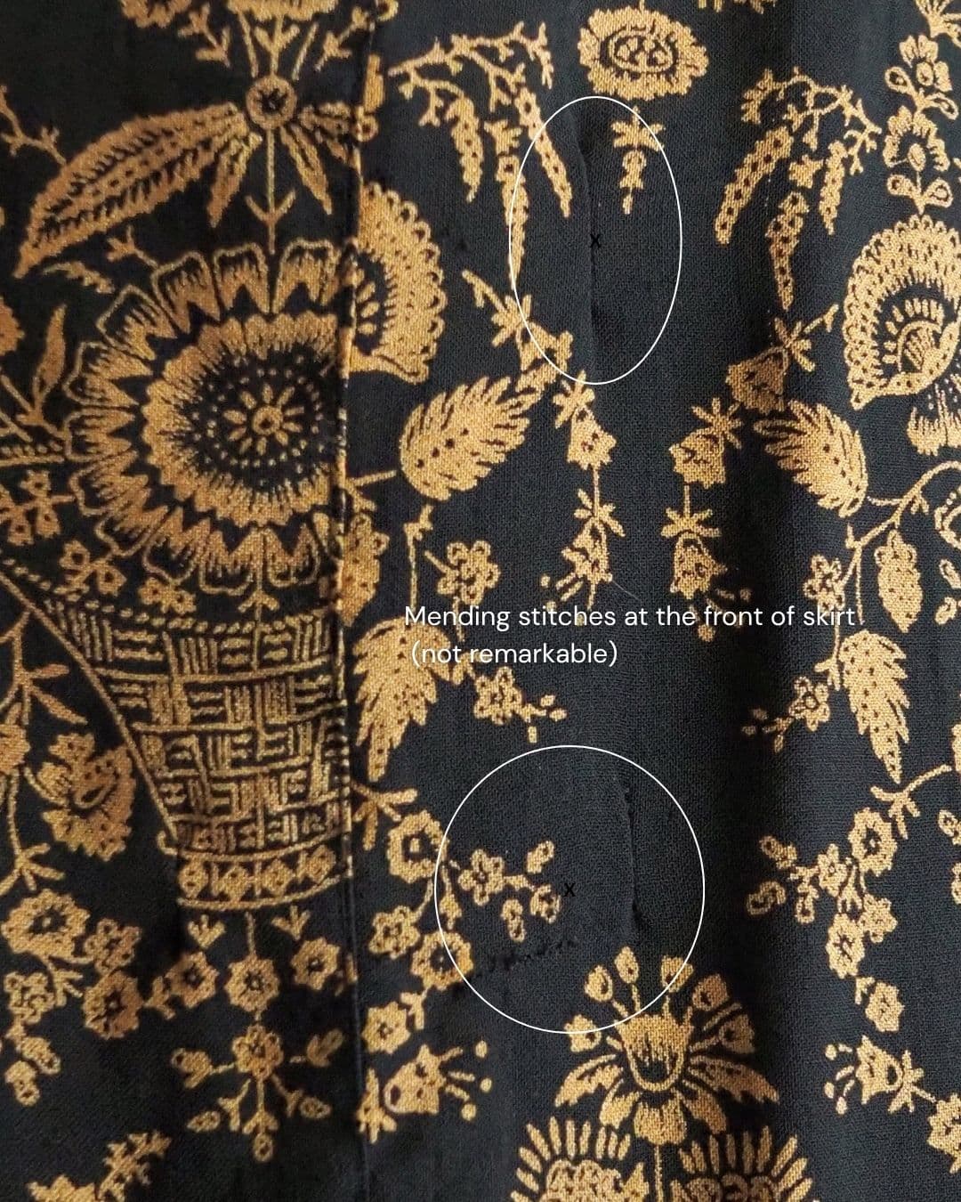 เดรสวินเทจ สีดำ ลายตะกร้าดอกไม้ สไตล์ยุโรป